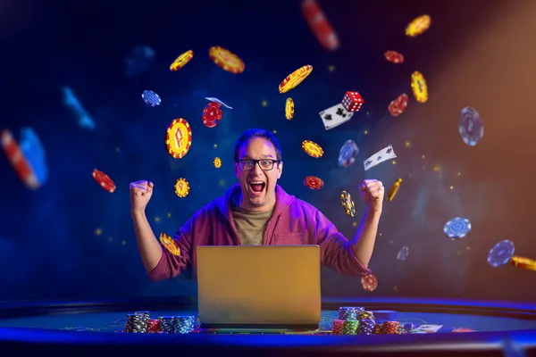 A person using their device against a moody casino-themed background, illustrating the smooth re-entry process at TKPK.